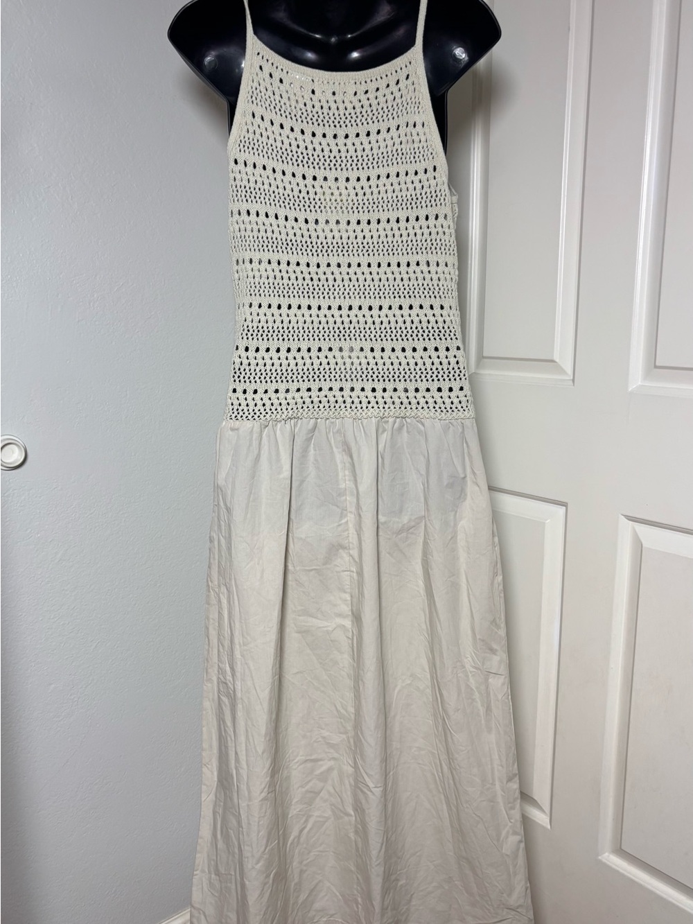 Cream Crochet Bodice Maxi Dress - Women's Summer Dress - Picture 5 of 14